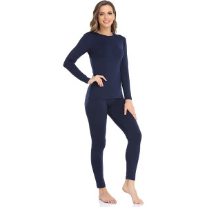 Thermal Underwear for Women Long Fleece Lined, Base Layer Women Cold Weather Top Bottom